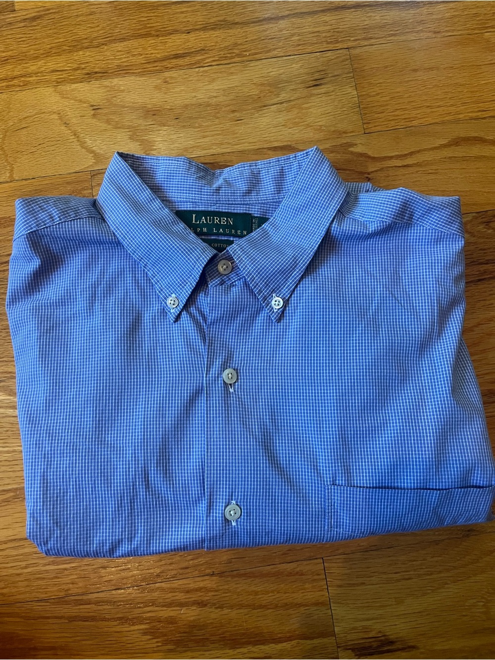 Ralph Lauren Blue Micro-Check Button-Down Dress Shirt
